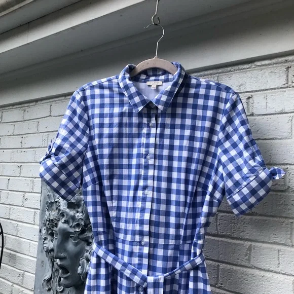 Talbots Blue Ruffled Smocked Midi Dress - Picture 5 of 14